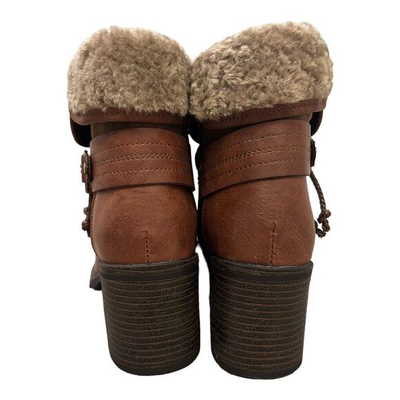 GC Shoes Doja Cognac Faux Fur Booties Shoes Size 8.5 M Women’s Good Choice NEW - Picture 12 of 13